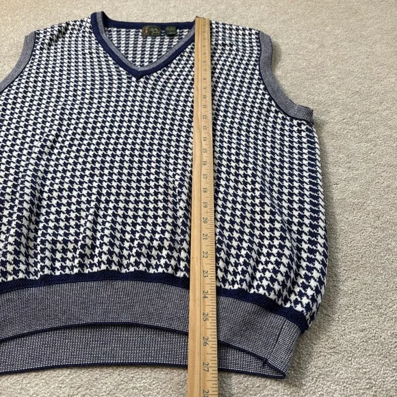 Vintage Bobby Jones Sweater Vest Mens L Blue Houndstooth Cotton Golf Preppy - Picture 6 of 8